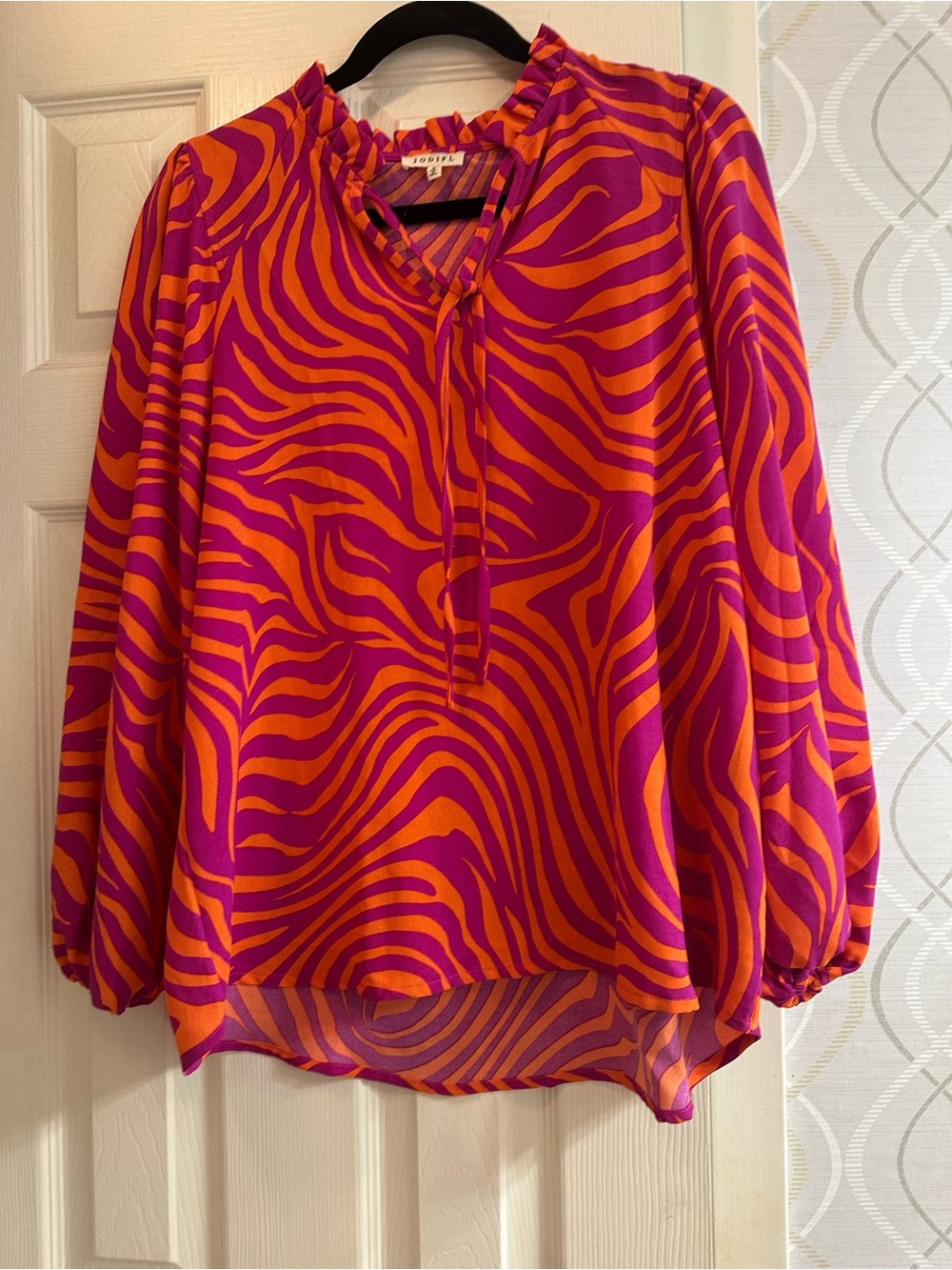 JODIFL Pink and Orange Zebra-Print Peasant Tunic NWOT